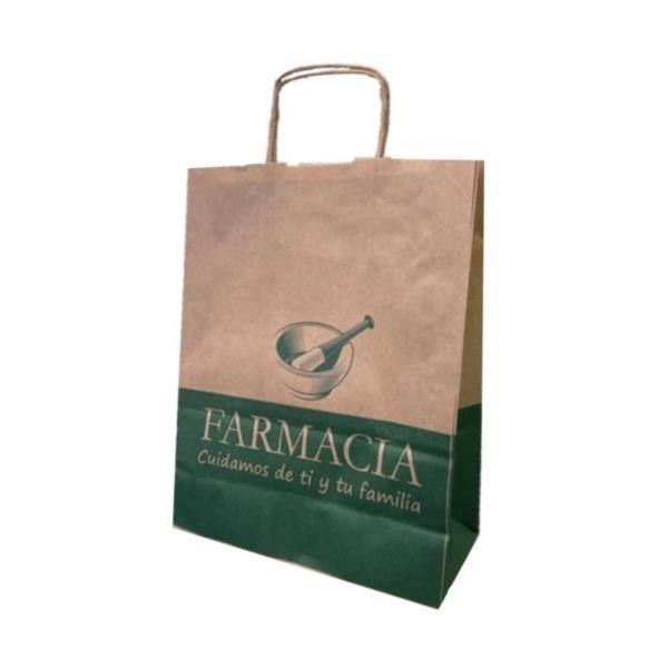 Asa Cordón Kraft 24+11x34 cm. FARMACIA